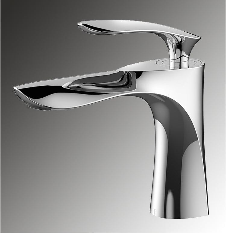 Robinet de lavabo élégant en laiton, robinet de salle de bain à poignée unique avec finition durable pour usage résidentiel et hôtelier